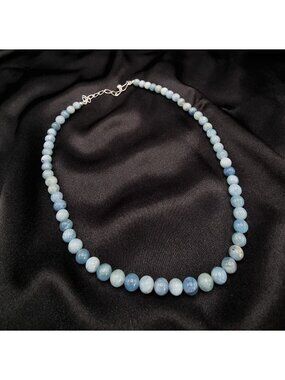 Jay King Mine Finds Aquamarine Beaded Necklace With 925 Sterling Silver Clasp